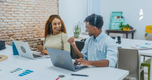 South African business process outsourcing professionals collaborating in a modern office environment